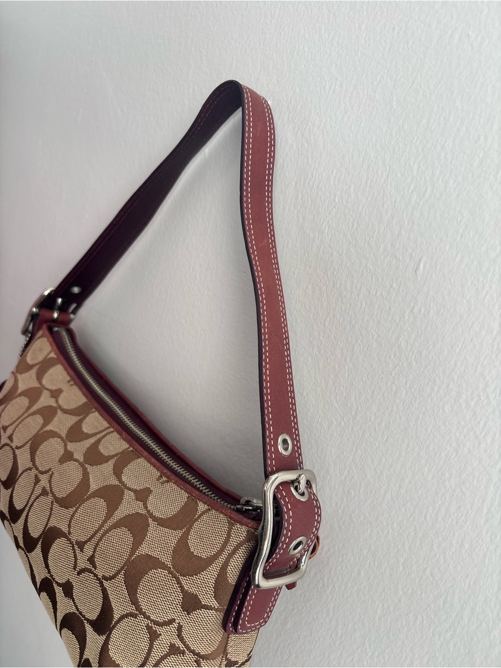 Coach Y2K Vintage Plum Stripe Signature Monogram Baguette Shoulder Bag - Picture 8 of 9
